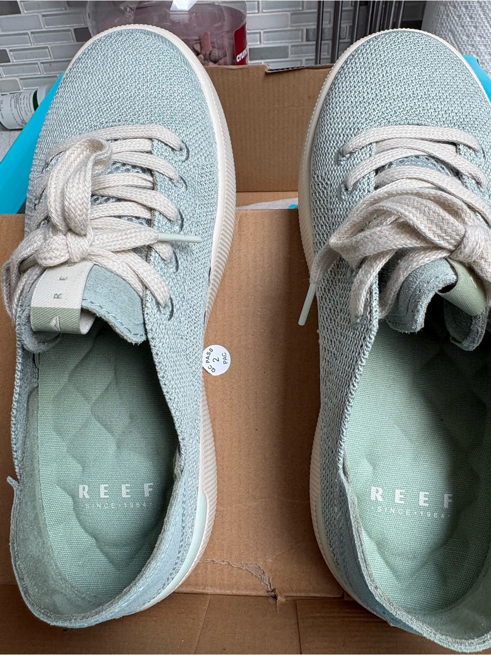 Reef Women's Light Mint Knit Sneakers with Cream Laces